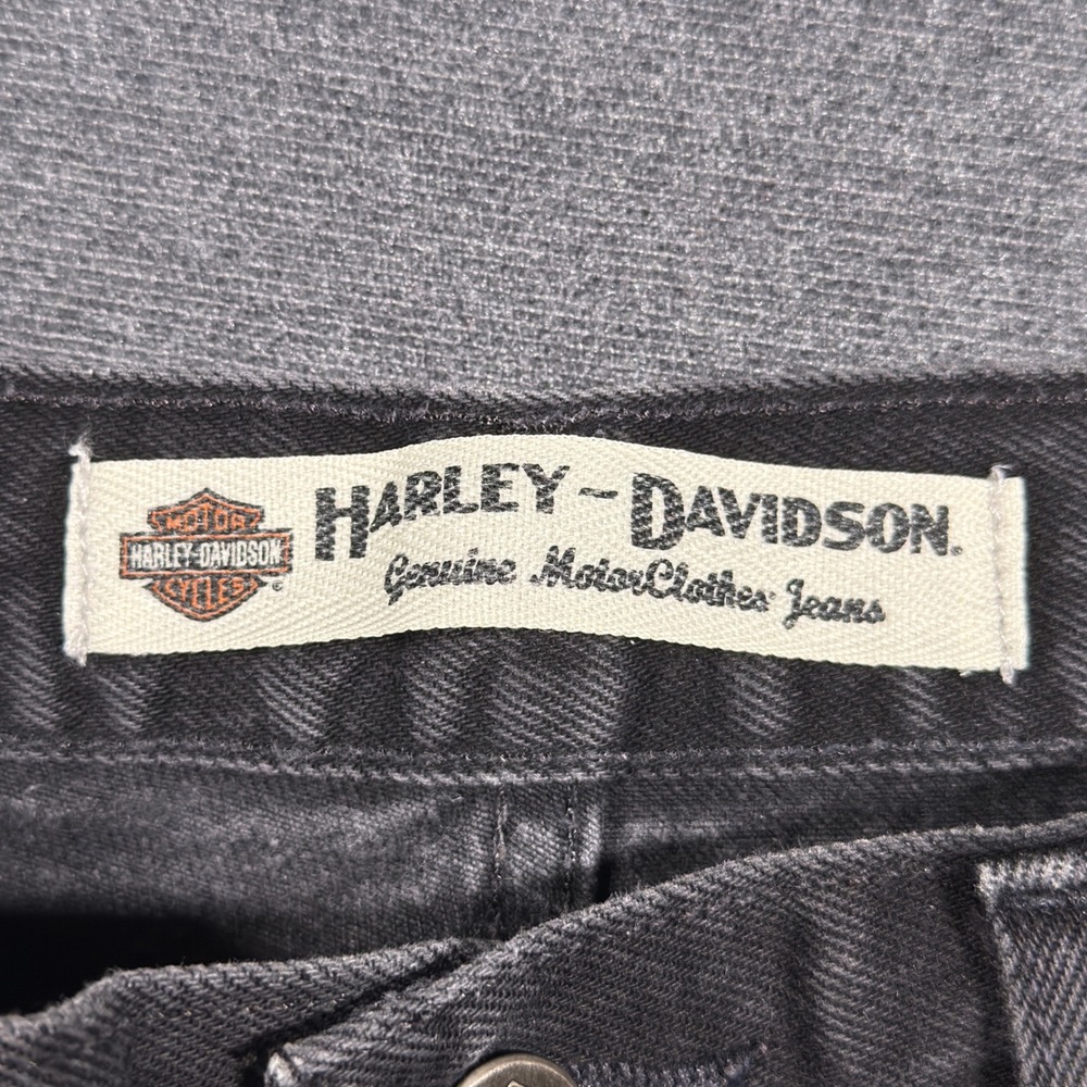 Harley Davidson Jeans Mens 28x32 Black Denim Straight Leg Biker Motorcycle - Picture 2 of 10